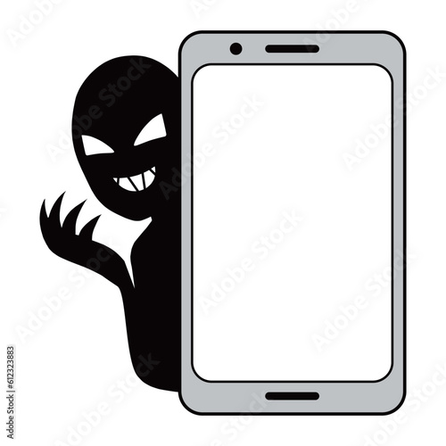 スマホと悪人のイメージのイラスト素材