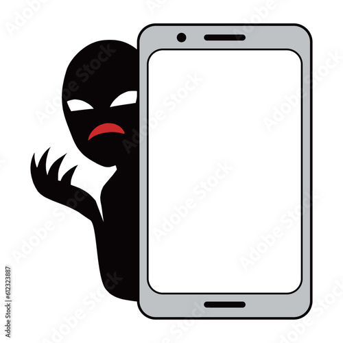 スマホと悪人のイメージのイラスト素材