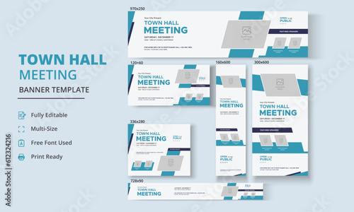 Town Hall Meeting Banner Templates, City Hall Banner and Poster
