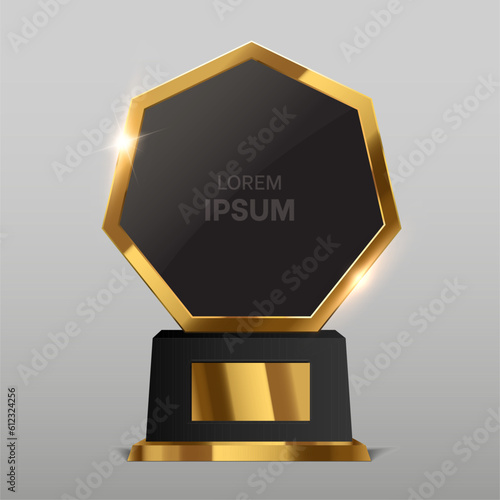 Award nomination prize. Gold trophy isolated. Vector illustration