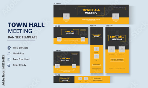 Town Hall Meeting Banner Templates, City Hall Banner and Poster