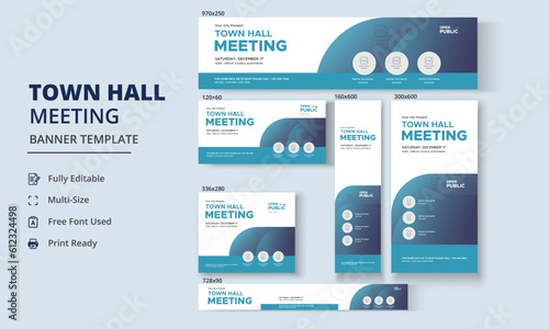 Town Hall Meeting Banner Templates, City Hall Banner and Poster