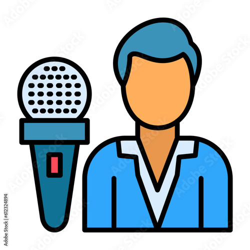 Presenter Male Line Color Icon