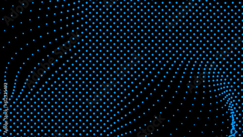 Dome-shaped protrusion part seine by stretching mesh for the illusion three-dimensional deformation of the surface. Screen media video trippy. Mesh LCD display. Scale size different hole space.