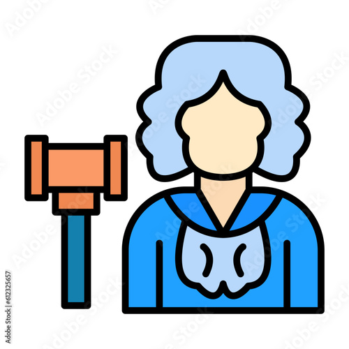 Judge Female Line Color Icon