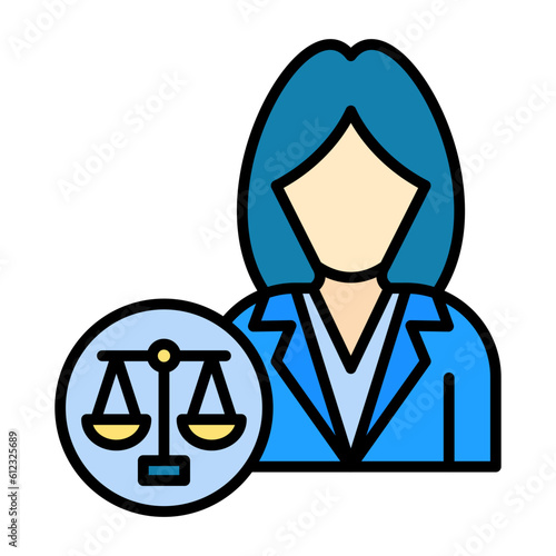 Lawyer Female Line Color Icon