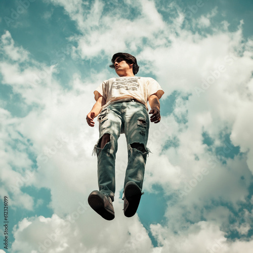 guy flying and floating 