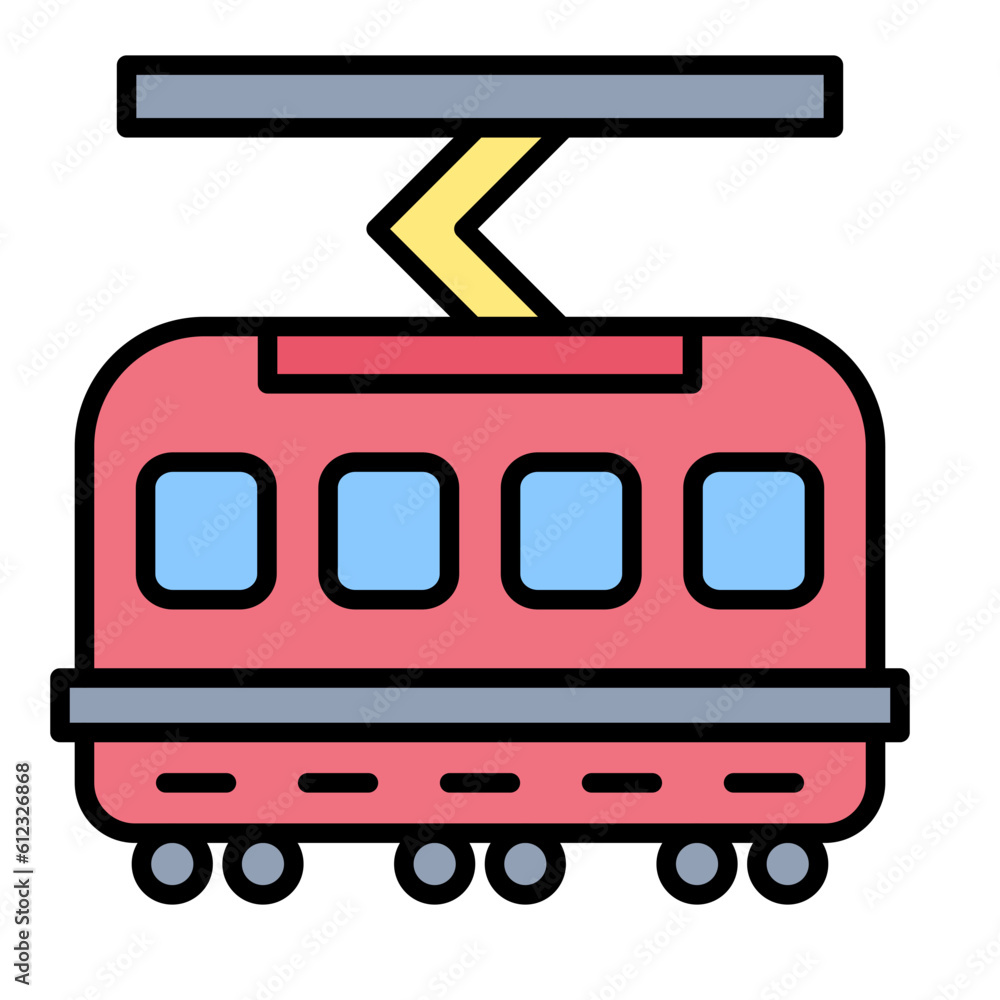 Fototapeta premium Tram Line Color Icon