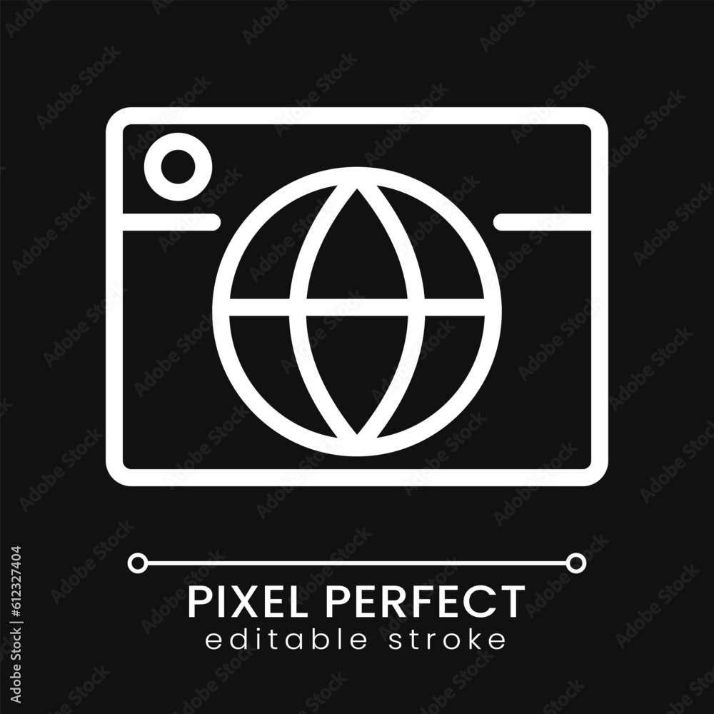 International business pixel perfect white linear icon for dark theme. Technology to connect partners. Thin line illustration. Isolated symbol for night mode. Editable stroke. Poppins font used International business pixel perfect white linear icon for dark theme. Technology to connect partners. Thin line illustration. Isolated symbol for night mode. Editable stroke. Poppins font used