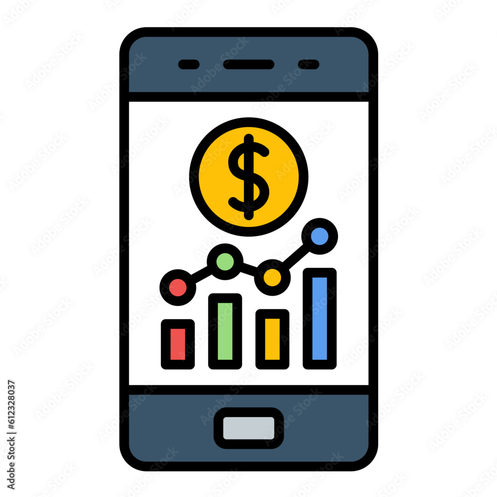 Mobile Bar Graph Line Color Icon Mobile Bar Graph Line Color Icon