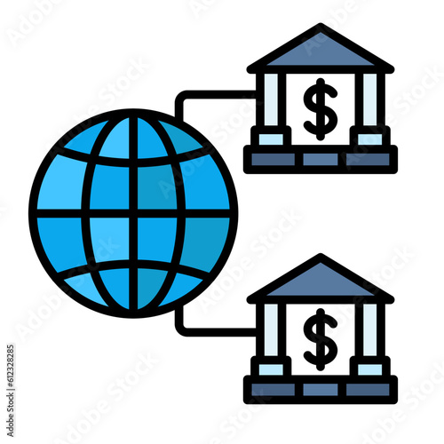 Internet Banking Line Color Icon