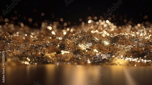 gold dust in black background, generative AI 