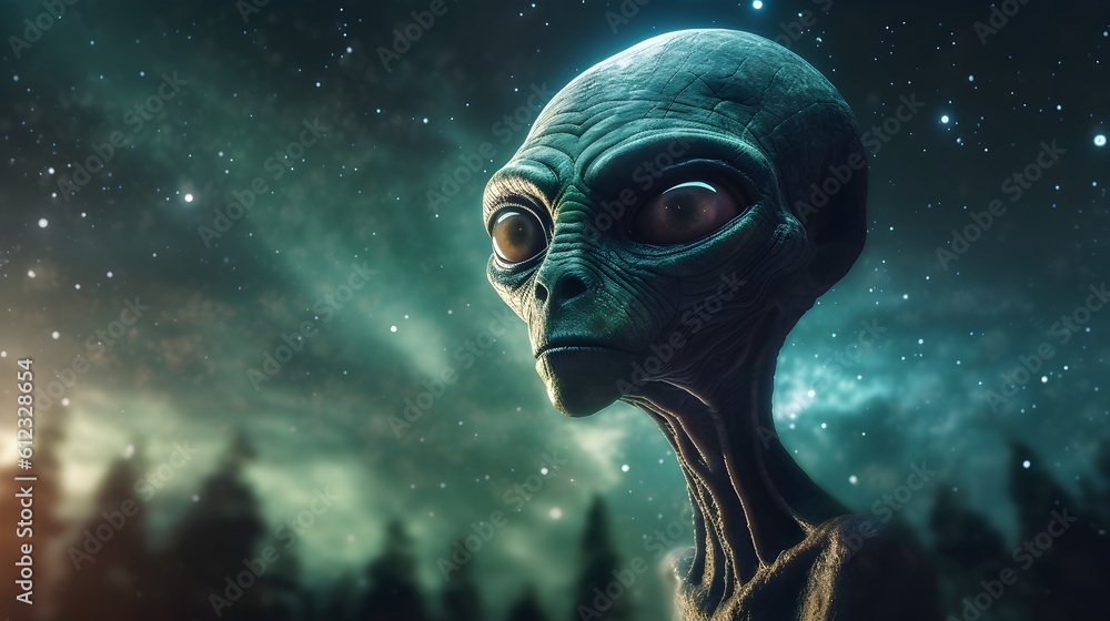Alien Gazing at a Sky Full of Stars - Generative AI Alien Gazing at a Sky Full of Stars - Generative AI