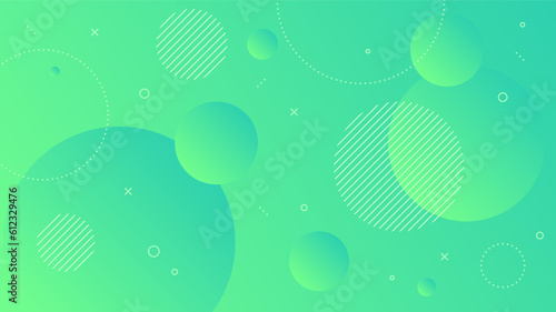 Modern Abstract Background with Motion Round Retro Memphis and Green Tosca Gradient Color