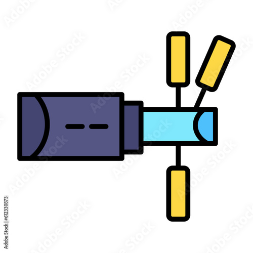 Hubble Telescope Line Color Icon