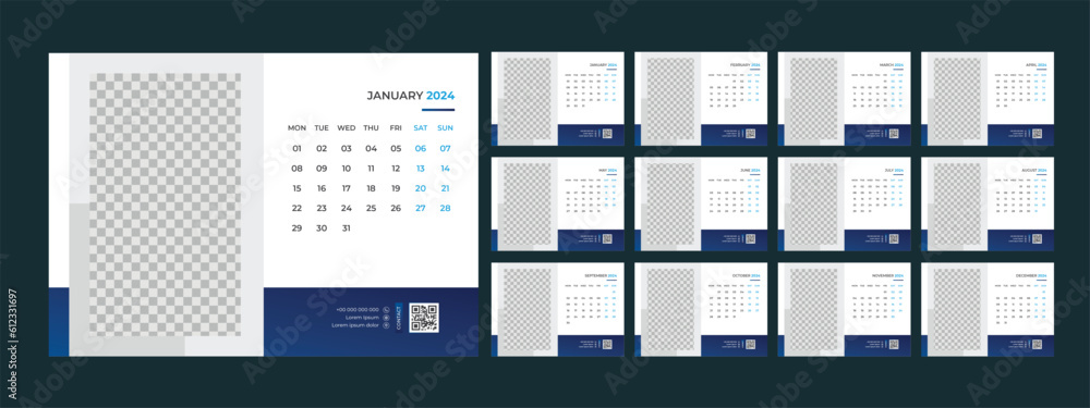 calendar, 2024, desk, template, design calendar, 2024, desk, template, design