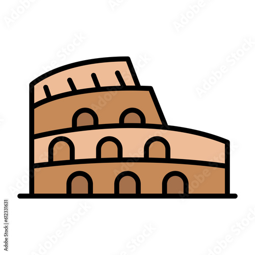 Colosseum Line Color Icon