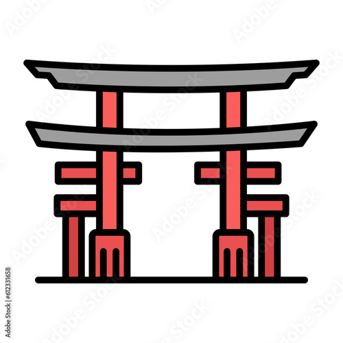 Torii Gate Line Color Icon