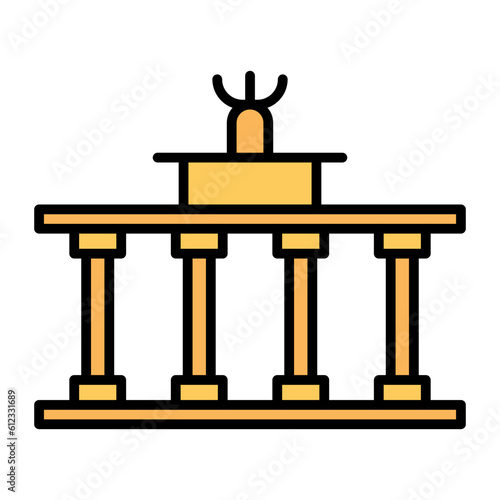 Brandenburg Gate Line Color Icon