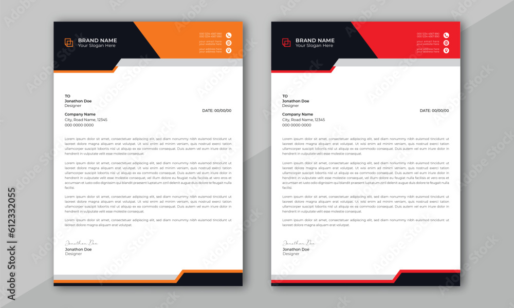 Letterhead template in Abstract style design. Modern Business Letterhead Design Template.
letterhead layout with abstract geometric. Letterhead Design Template.
