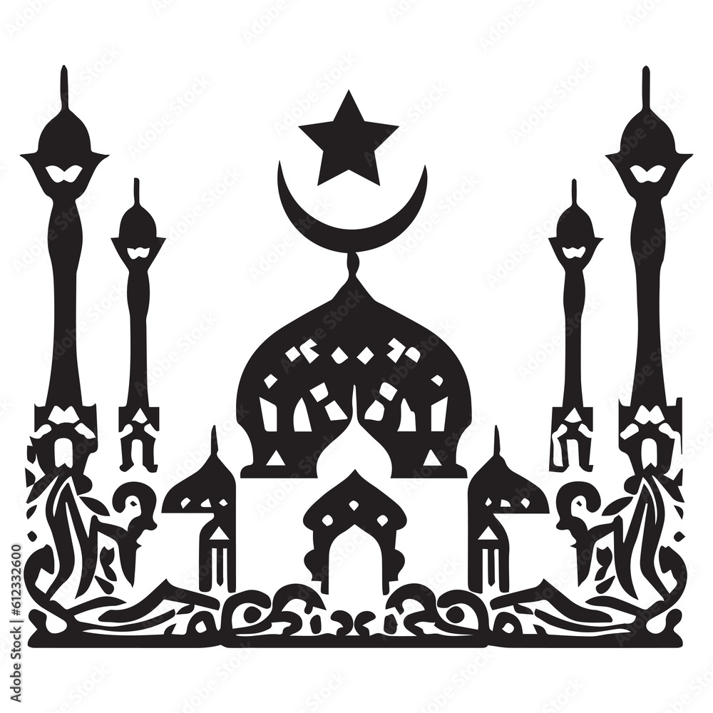 Islamic Mosque Vector Design Silhouette, Mosque Icon vector illustration