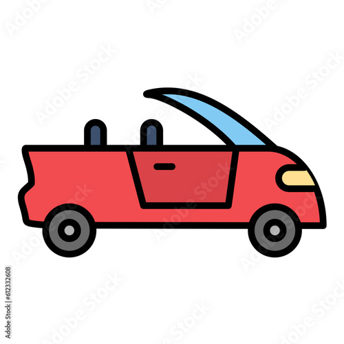 Convertible Car Line Color Icon