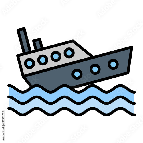 Boat Sink Line Color Icon