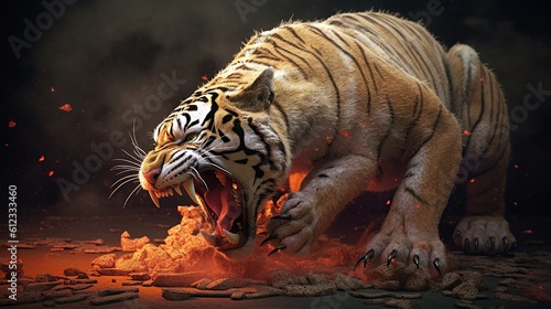 Tiger on background. 3d rendering. Generative AI
