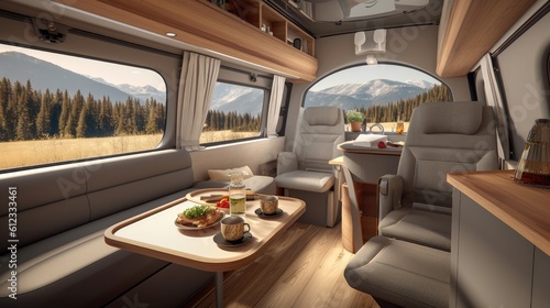 Modern Camper Van interior. Generative AI © piai