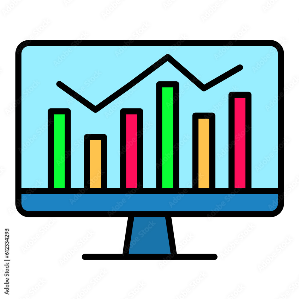 Upward Trend in Graph Line Color Icon