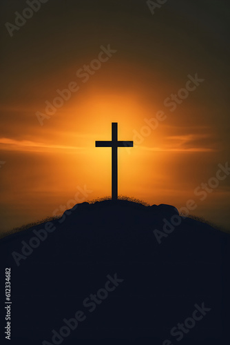 Glorious Awakening: Symbolic Cross at Sunrise, Signifying Resurrection