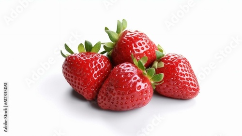 A set of ultra realistic strawberries. Natural food. Good for your health. Strawberries in a plate. Close up. Isolated