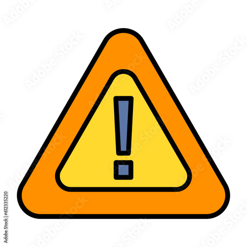 Warning Sign Line Color Icon