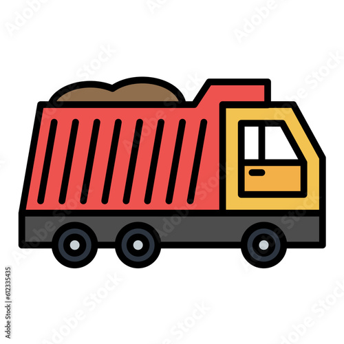Dump Truck Line Color Icon