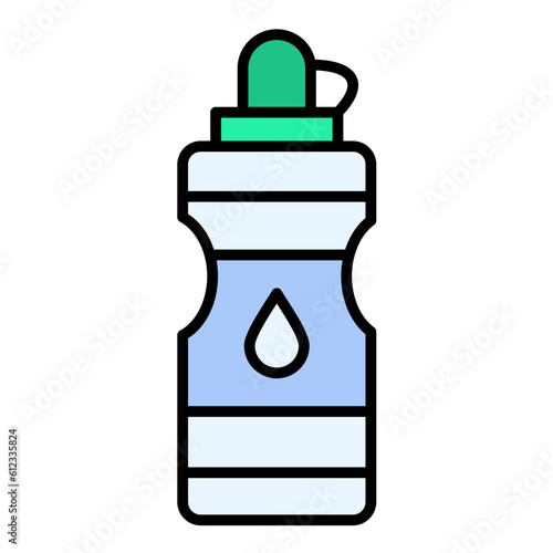 Water Bottle Line Color Icon