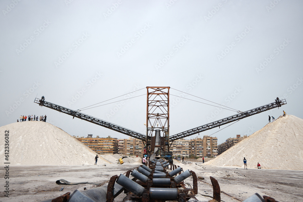 salt mountain with ruin of factory in ports aid city ,Egypt