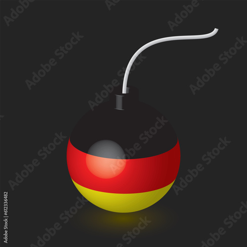 vintage bomb, german flag, vector illustration 