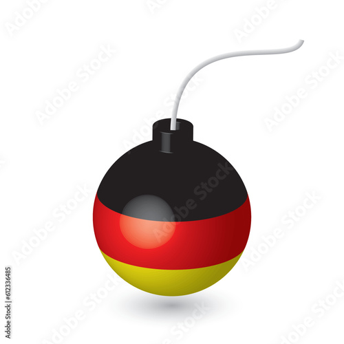 vintage bomb, german flag, vector illustration 