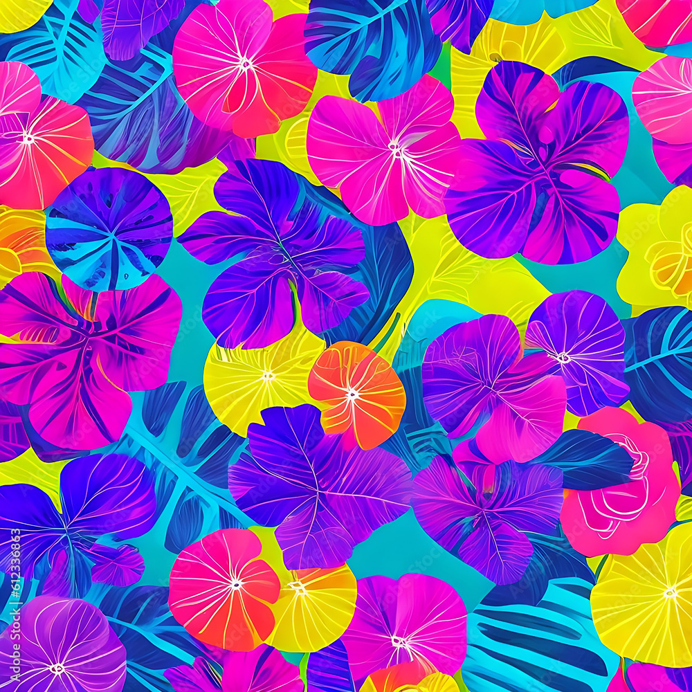 Crafting a Vibrant and Captivating Layout with a Creative Burst of Colorful Fluorescent Hues Flowers Crafting a Vibrant and Captivating Layout with a Creative Burst of Colorful Fluorescent Hues Flowers