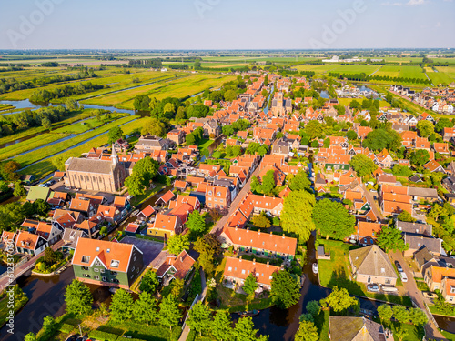 Aerial View on De Rijp Municipality of Alkmaar Netherlands