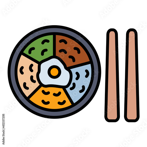 Bibimbap Line Color Icon