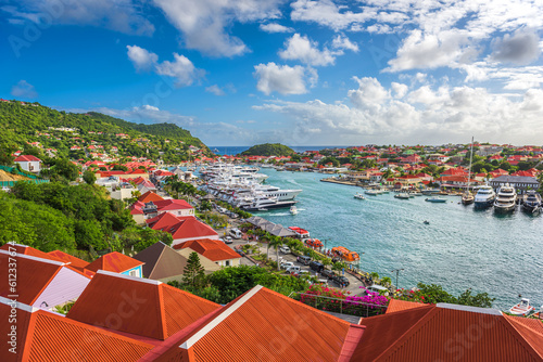 Принти на полотні Gustavia, St. Barths Town Skyline at the Harbor