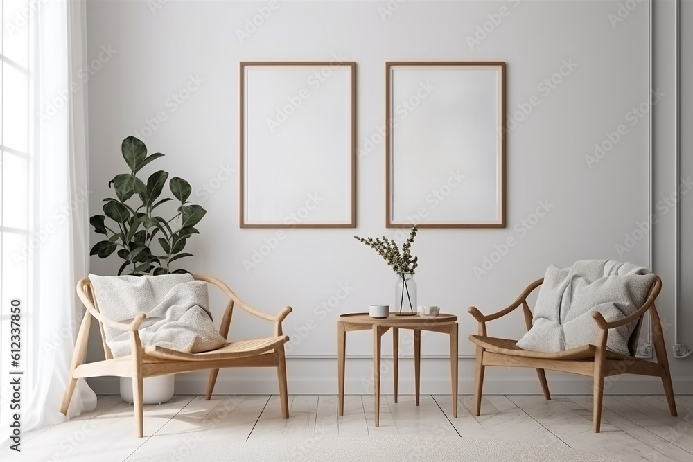 Mock up poster in modern home interior, generative AI
Mock up poster in modern home interior, generative AI