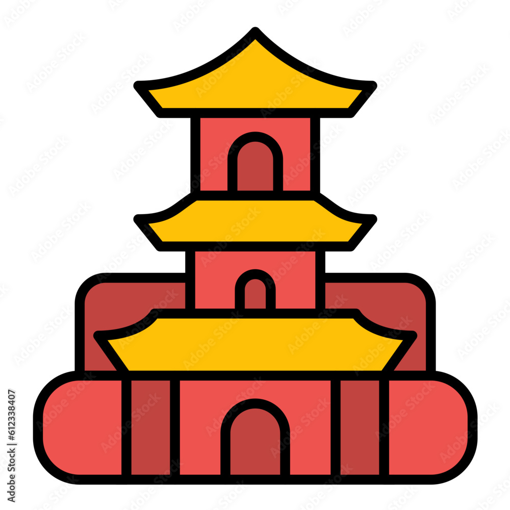 Stupa Line Color Icon Stupa Line Color Icon