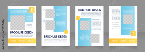 Humanitarian help for Ukrainian refugees blank brochure design. Template set with copy space for text. Premade corporate reports collection. Editable 4 paper pages. Montserrat font used