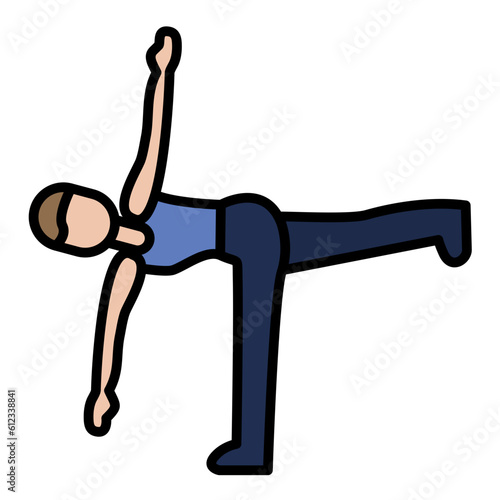 Half Moon Pose Line Color Icon