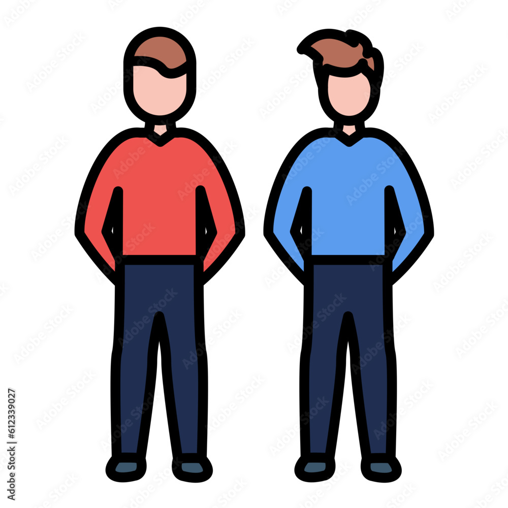 Friends Standing Line Color Icon Friends Standing Line Color Icon