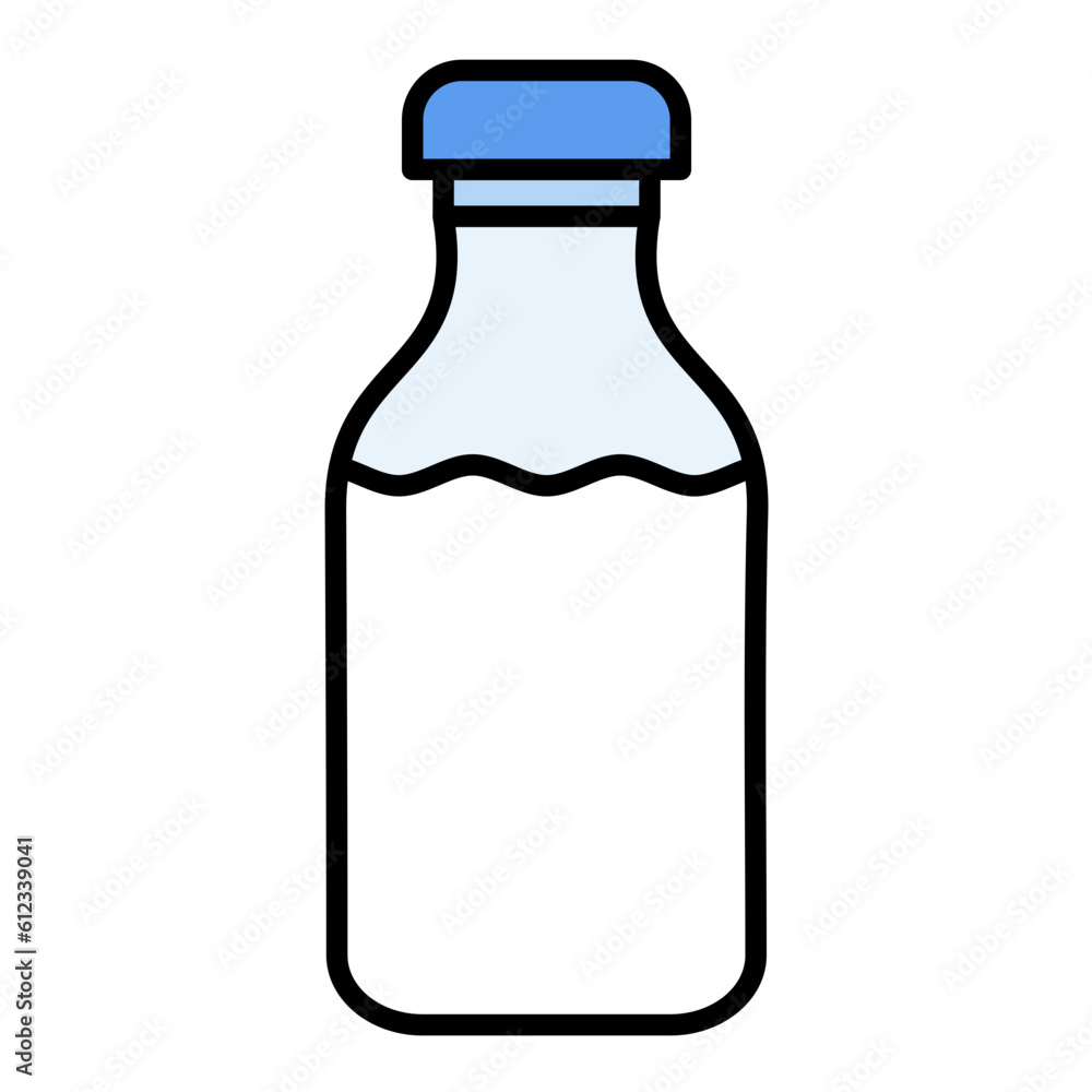 Milk Bottle Line Color Icon Milk Bottle Line Color Icon