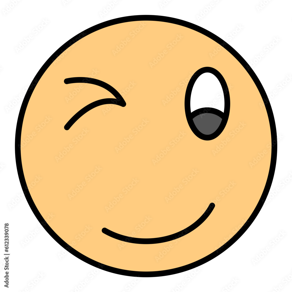 Winking Face Line Color Icon Winking Face Line Color Icon