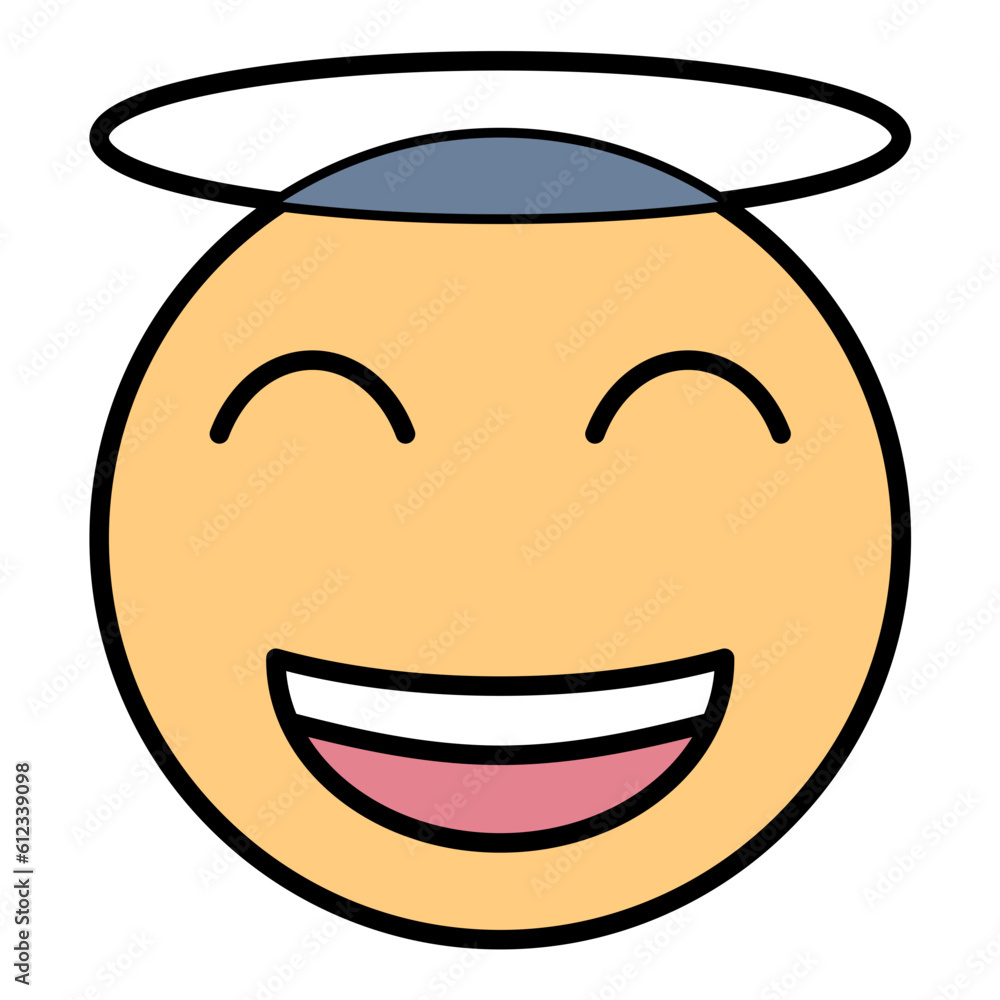 Smiling Face with Halo Line Color Icon Smiling Face with Halo Line Color Icon